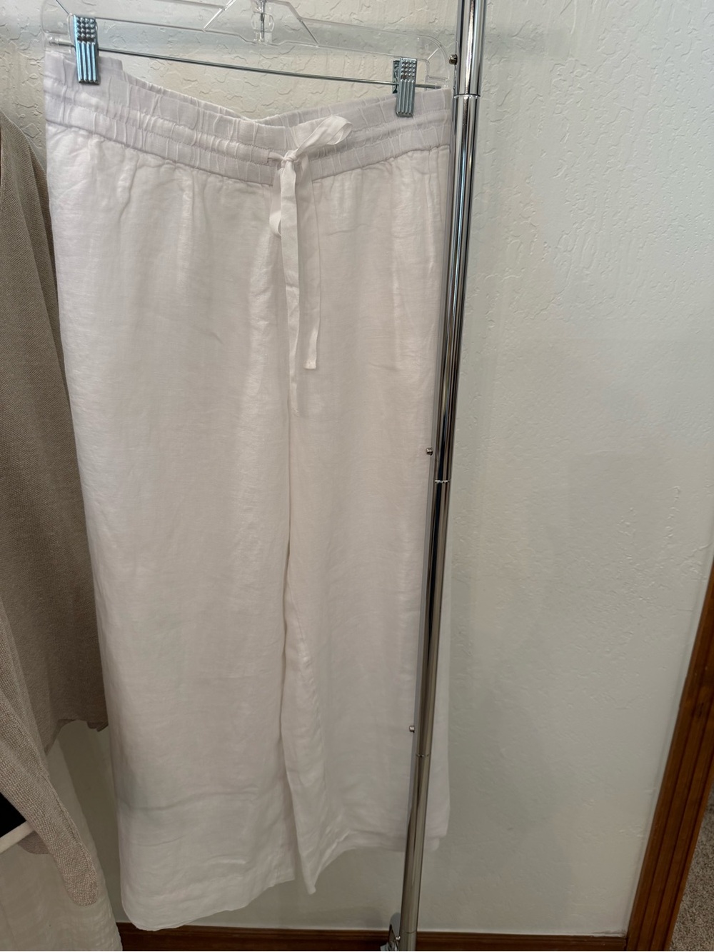 White Linen Drawstring Pants